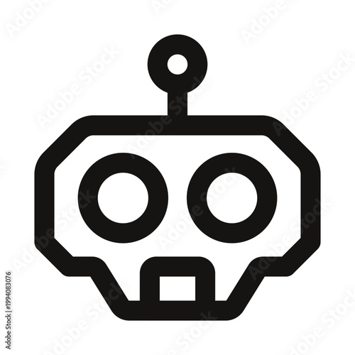 Robot head or chatbot icon. Discover our modern robot head or chatbot outline icon with a clean and minimal line icon design for artificial intelligence and conversational themes.