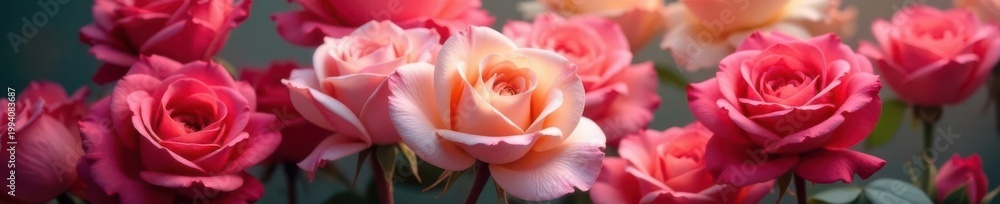 Obraz premium Vibrant roses, diverse colors, soft focus background , background, roses