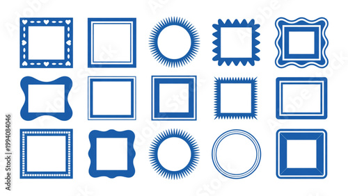 Assorted geometric shapes featuring circles, squares, and polygons with decorative outlines Vector