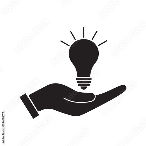 vector flat icon of hand holding light bulb