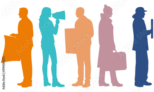 colorful advocacy people diverse holding sign professions individuality future activist