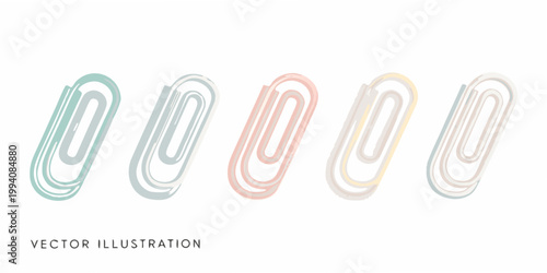 A row of colorful paper clips in a minimalist vector illustration