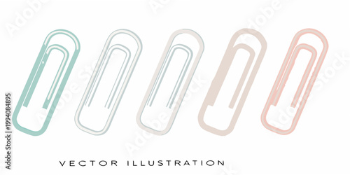 Colorful paper clips arranged in a row a vector illustration