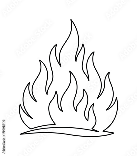 фотографія Continuous line art fire icon, minimalist flame symbol, single stroke burning bo