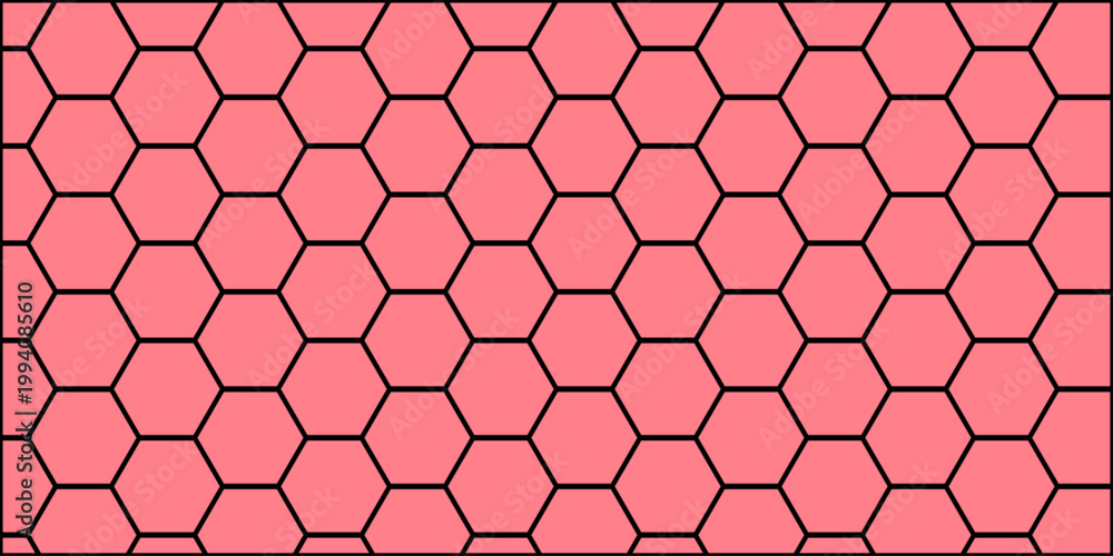 Fototapeta premium Seamless abstract hexagon background featuring a black geometric honeycomb texture and a metallic grid design for a modern technology wallpaper vector illustration