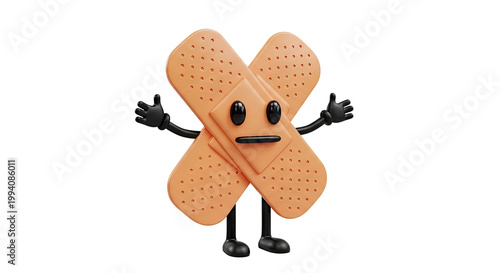 Cartoon Band-Aid Character with Arms and Legs