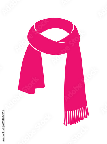 Vibrant pink scarf vector illustration, a cozy winter accessory, stylish fuchsia neckwear for fashion and apparel designs, isolated on white background