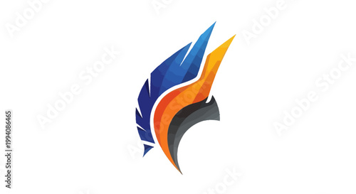 Abstract Dynamic Feathered Logo with Blue and Orange Flames Free Download Abstract Dynamic Feathered Logo with Blue and Orange Flames - GFXLoad