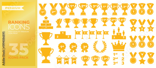 Luxury Award Symbols Collection - Trophy, Certificate, Crown and Prestige Vector Elements