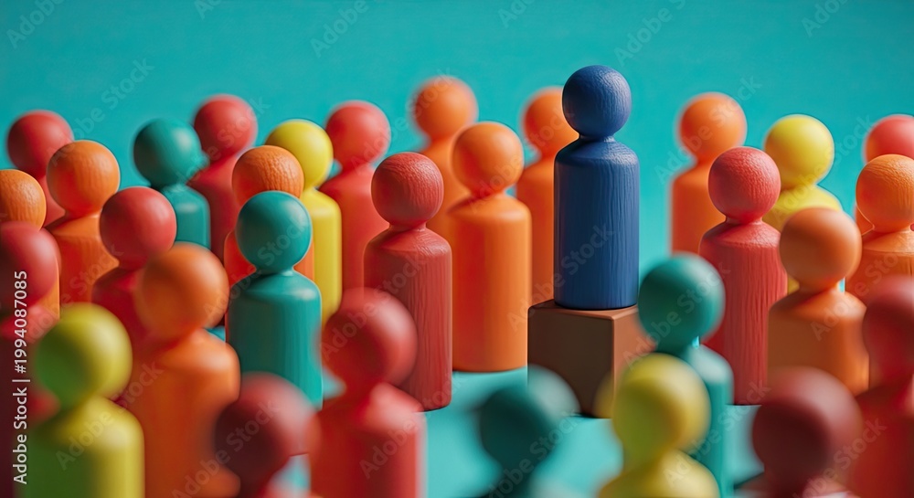 Obraz premium Leadership in business a single figure standing out among a crowd representing success and strategic vision
