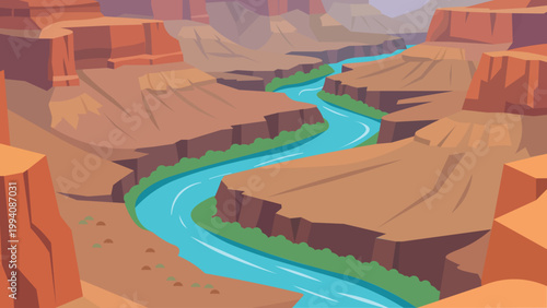 Turquoise Water Curving Beneath Desert Walls