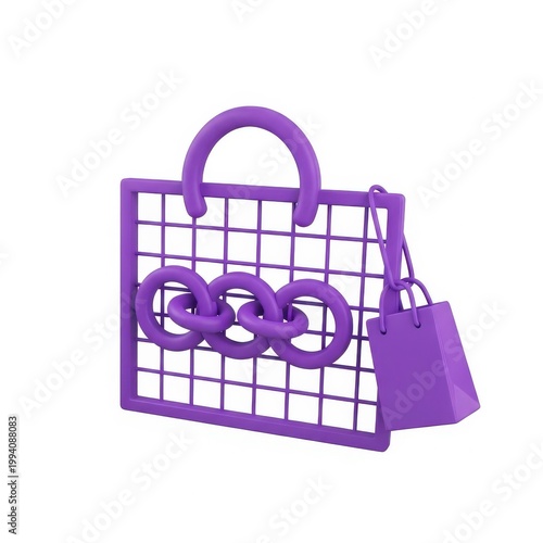 Purple woven tote bag with heart-shaped cutouts and handles