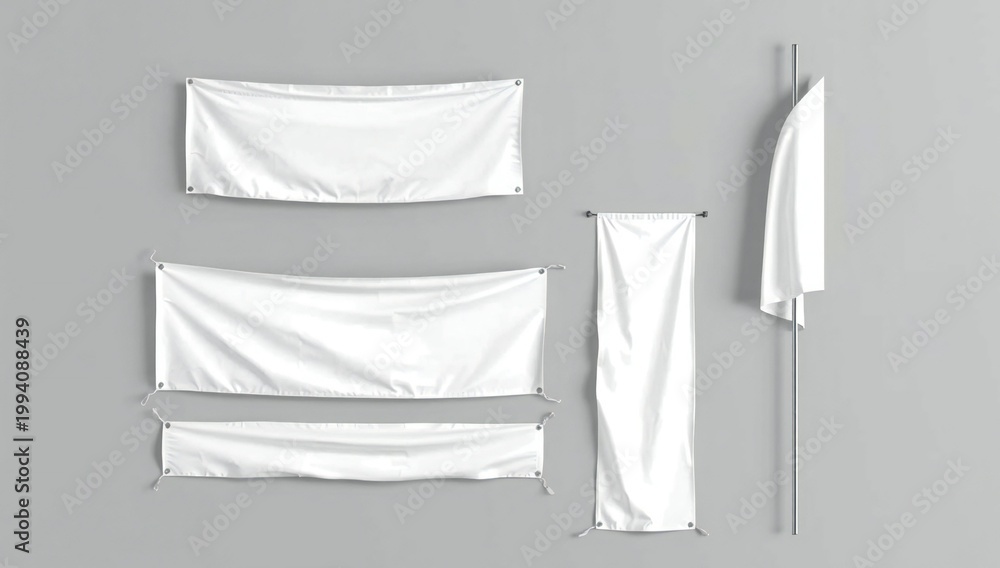Naklejka premium Blank banners displayed on wall