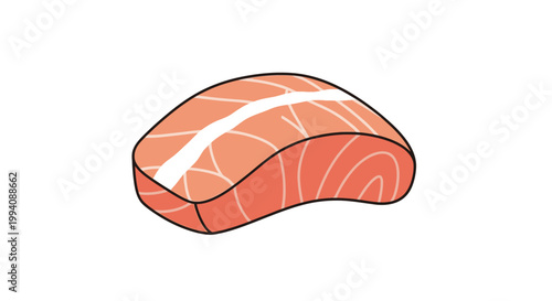 Fresh salmon cut illustration isolated on white background for culinary design