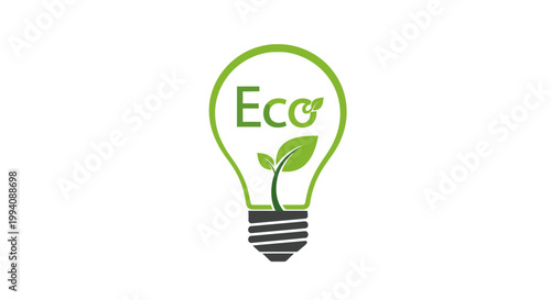 Green eco lightbulb illustration promoting sustainability and environmentalism
