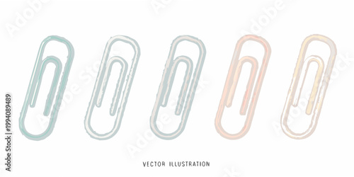 A collection of colorful paper clips arranged in a horizontal line