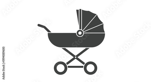 Classic baby stroller vector graphic illustration for infant transport and family needs