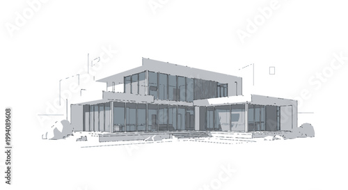 Modern Architectural Design Sketch of Luxury Home Exterior