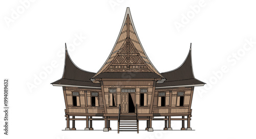 Traditional Southeast Asian House with Elevated Structure