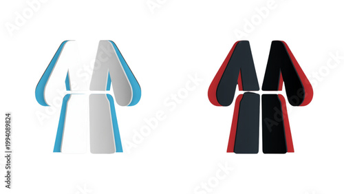 Two stylized graphic illustrations of modern winter jackets with contrasting designs Vector
