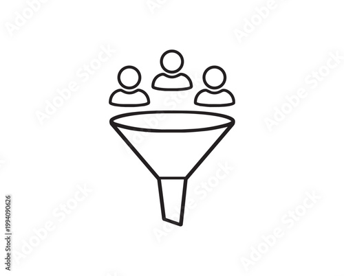 "Customer Conversion Funnel Icon Representing Marketing, Sales, and Lead Management"