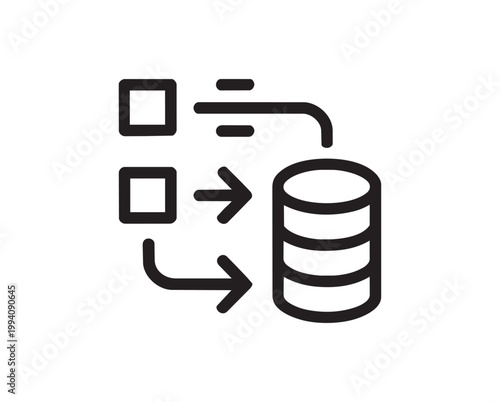   
"Data Integration Icon Representing Flow, Migration, Centralized Storage, and Management"