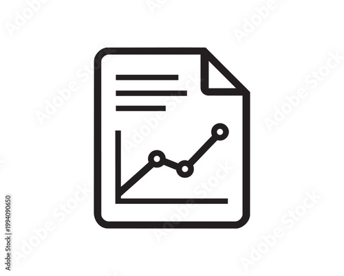 "Document Report Icon Showing Data Analysis, Statistics, Growth Trends, and Performance"