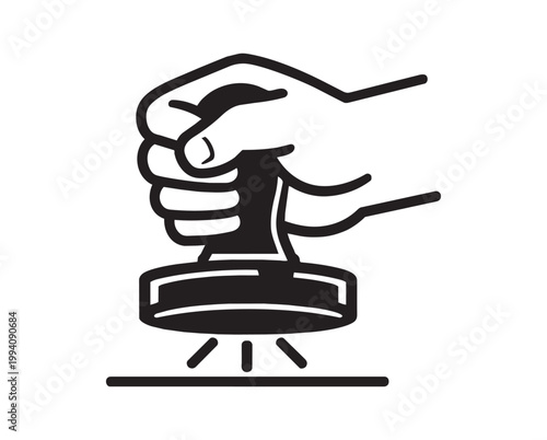  Hand Holding Rubber Stamper for Approval, Document and Quality Control