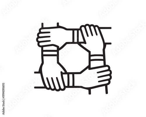 Hands Holding Wrists Together Icon - Teamwork Unity and Cooperation Vector Art