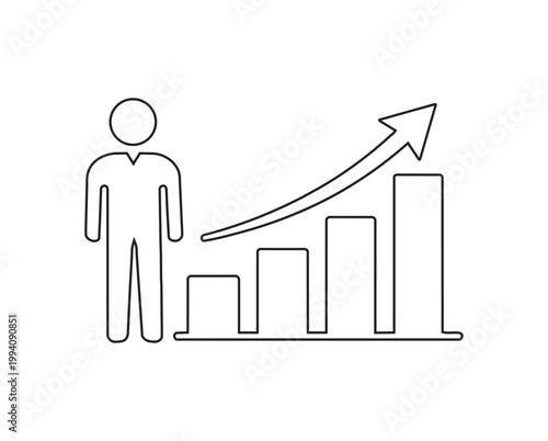Professional Business Growth Chart Icon - Career Success and Profit Vector Art