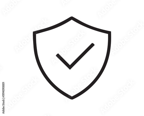 Security Shield with Checkmark Icon - Verified Safety and Protection Vector Art