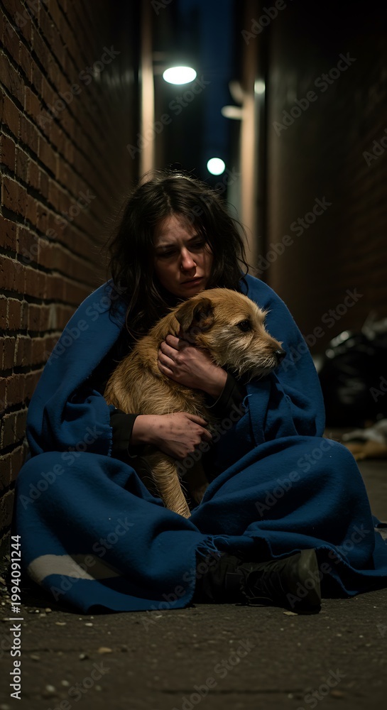 Obraz premium Night's Embrace: A Street's Silent Story