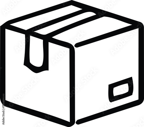 A black and white drawing of a box