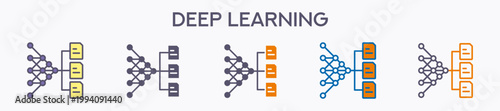 Deep Learning Element For Design Graphic - Multi Styles. Vector Illustration Of Two Colored And Black. Multiple Icons Designs Can Be Used For Mobile, Ui, Web 