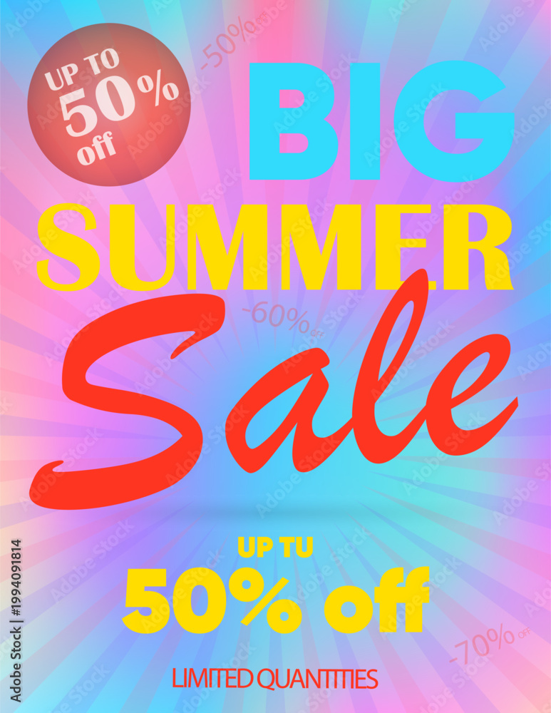 Fototapeta premium Big Summer Sale Promotional Discount Banner