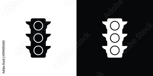 Black and white traffic light on split background symbol road sign 1