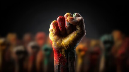 Black hand holding Pan-African heart symbol for Juneteenth Freedom Day celebration