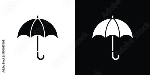 Black and white umbrella on split background symbol weather 1