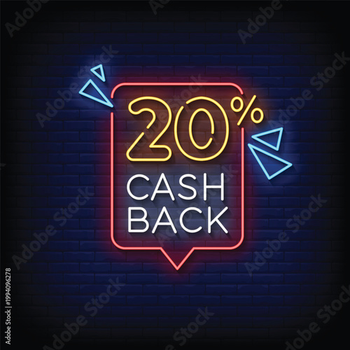 cash back concept banner in neon style. cash back design template neon sign  light banner  neon signboard.vector