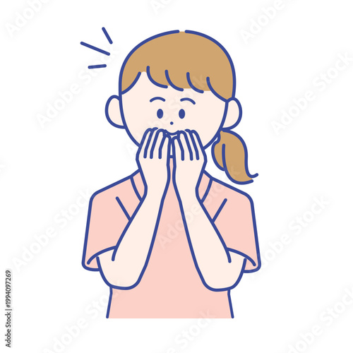 女性介護士の喜びの表情イラスト