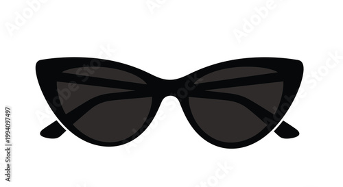 Black cat eye sunglasses isolated on a white background