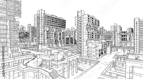 City landscape. Different buildings on street, outline cityscape hand sketch, flat houses. Hand drawn vector illustration