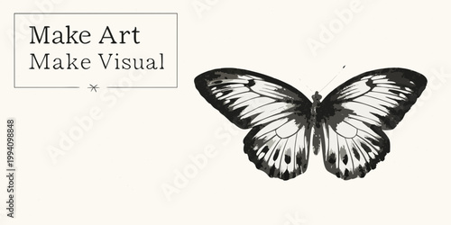 A butterfly illustration accompanied by text promoting artistic creation