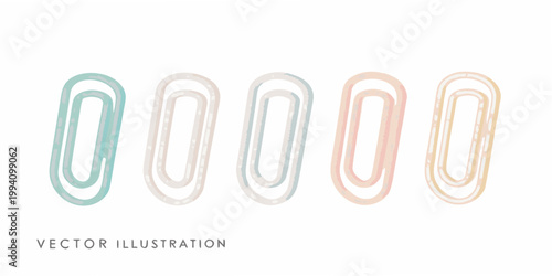 A row of colorful paperclips arranged against a white background