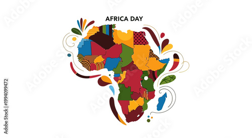 Africa Day colorful continent map icon 2.