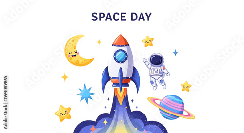 Colorful Rocket Ship Blasting Off 1.