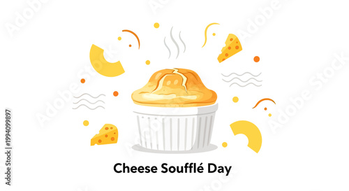 Delicious Cheese Souffle in Dish.