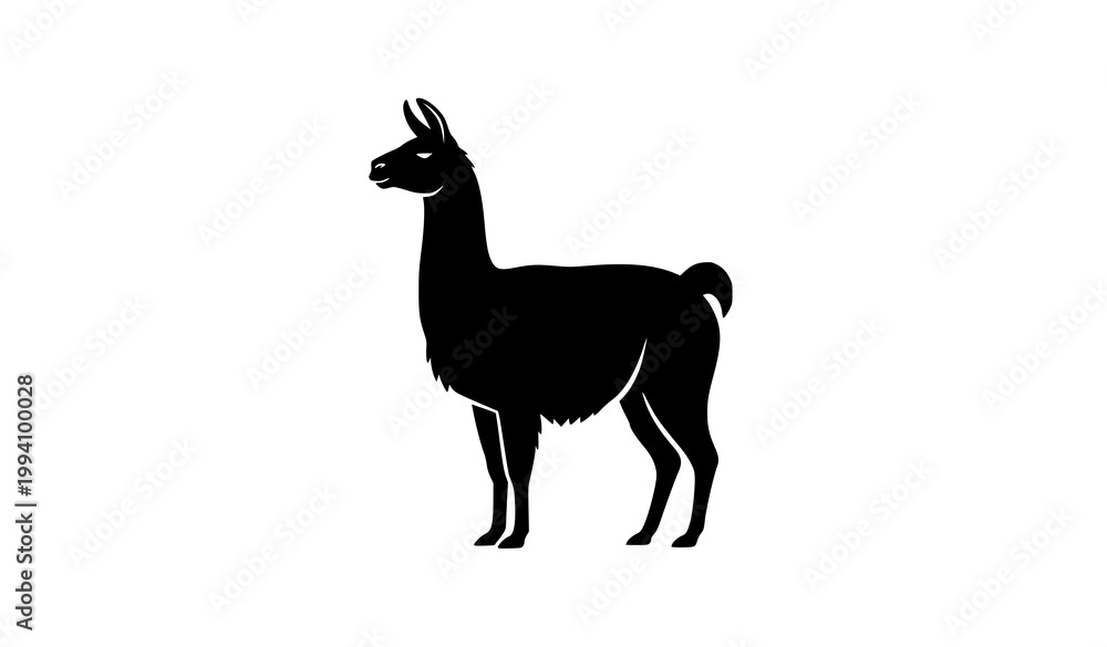 Fototapeta premium Minimalist llama silhouette vector isolated on white background for logo and branding design