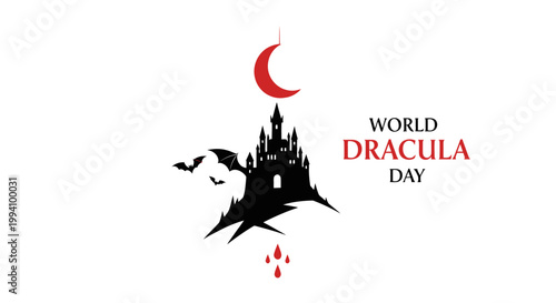 Dracula vampire bat flying silhouette night.