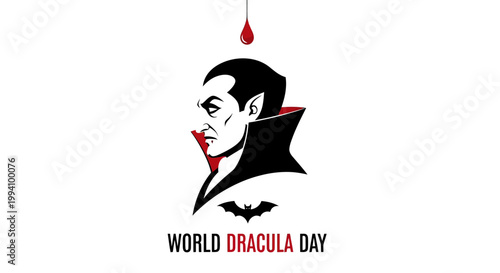 Dracula Vampire Illustration Profile Portrait.